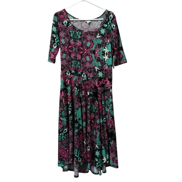 Lularoe Nicole Retro 80's Colorful Stretch Dress Size 2XL  Artsy Skater City NWT - Picture 1 of 13